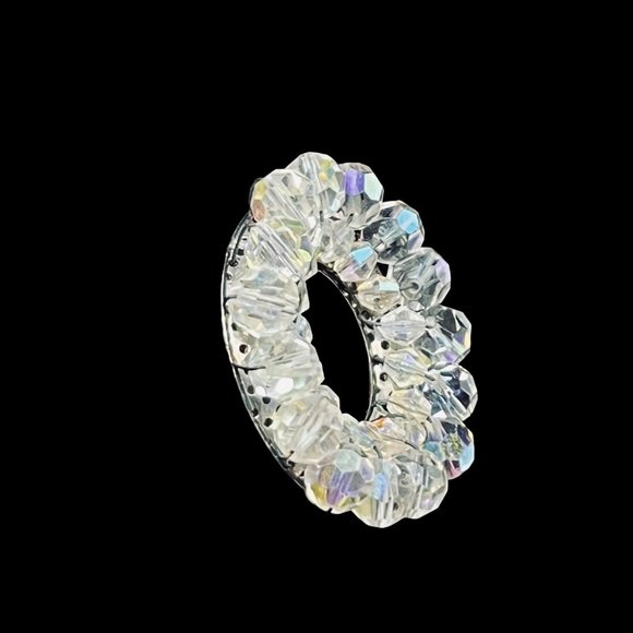 Vintage Silver Tone Aurora Borealis Wreath Brooch (5012) - Picture 2 of 4